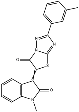 (3Z)-1-methyl-3-[2-(3-methylphenyl)-6-oxo[1,3]thiazolo[3,2-b][1,2,4]triazol-5(6H)-ylidene]-1,3-dihydro-2H-indol-2-one,618854-27-6,结构式