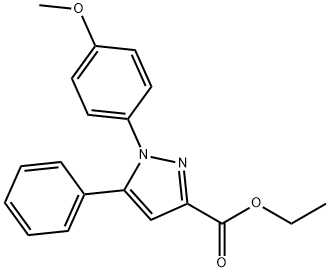 1-(4-甲氧基苯基)-5-苯基-1H-吡唑-3-甲酸乙酯, 62160-90-1, 结构式
