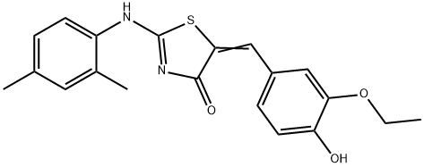 (5Z)-2-[(2,4-dimethylphenyl)amino]-5-(3-ethoxy-4-hydroxybenzylidene)-1,3-thiazol-4(5H)-one 结构式