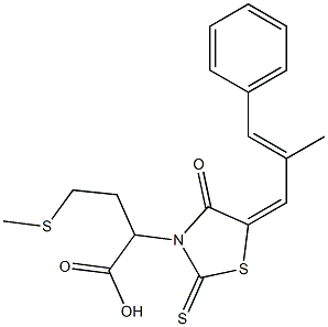 2-[5-(2-methyl-3-phenyl-2-propenylidene)-4-oxo-2-thioxo-1,3-thiazolidin-3-yl]-4-(methylsulfanyl)butanoic acid Structure