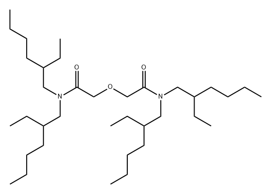 N,N,N′,N′-テトラ(2-エチルヘキシル)ジグリコールアミド 化学構造式