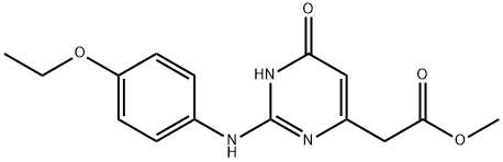 methyl {2-[(4-ethoxyphenyl)amino]-6-oxo-1,6-dihydropyrimidin-4-yl}acetate Struktur