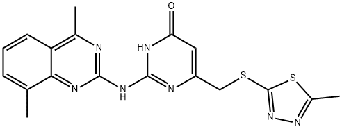 2-[(4,8-dimethylquinazolin-2-yl)amino]-6-{[(5-methyl-1,3,4-thiadiazol-2-yl)sulfanyl]methyl}pyrimidin-4(3H)-one Structure