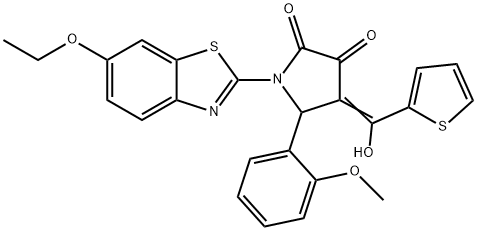 (E)-1-(6-ethoxybenzo[d]thiazol-2-yl)-4-(hydroxy(thiophen-2-yl)methylene)-5-(2-methoxyphenyl)pyrrolidine-2,3-dione Struktur