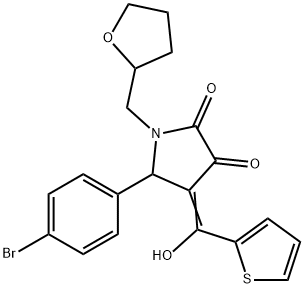(E)-5-(4-bromophenyl)-4-(hydroxy(thiophen-2-yl)methylene)-1-((tetrahydrofuran-2-yl)methyl)pyrrolidine-2,3-dione Structure