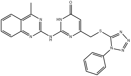 2-[(4-methylquinazolin-2-yl)amino]-6-{[(1-phenyl-1H-tetrazol-5-yl)sulfanyl]methyl}pyrimidin-4(1H)-one Structure