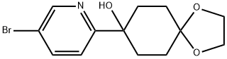 8-(5-bromopyridin-2-yl)-1,4-dioxaspiro[4.5]decan-8-ol Struktur
