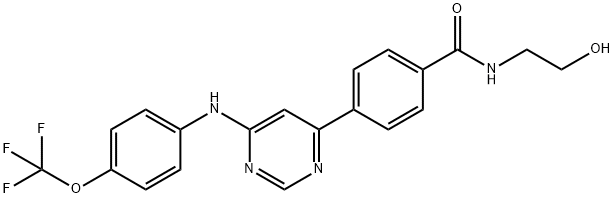 N-(2-hydroxyethyl)-4-(6-(4-(trifluoromethoxy)phenylamino)pyrimidin-4-yl)benzamide Structure