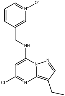 3 - (((5-氯-3-乙基吡唑并[1,5-A]嘧啶-7-基)氨基)甲基)吡啶1-氧化物, 779353-65-0, 结构式
