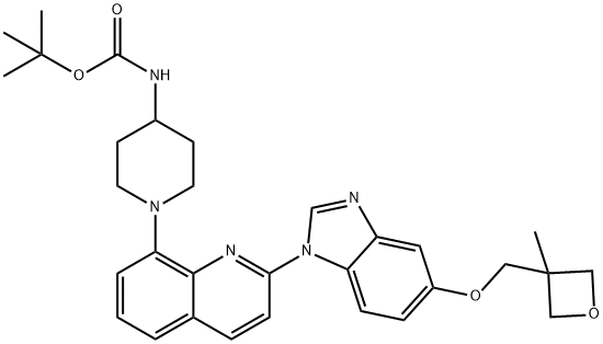 tert-butyl (1-(2-(5-((3-methyloxetan-3-yl)methoxy)-1H-benzo[d]imidazol-1-yl)quinolin-8-yl)piperidin-4-yl)carbamate|816463-40-8