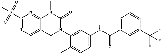 N-(4-methyl-3-(1-methyl-7-(methylsulfonyl)-2-oxo-1,2-dihydropyrimido[4,5-d]pyrimidin-3(4H)-yl)phenyl)-3-(trifluoromethyl)benzamide,839705-68-9,结构式