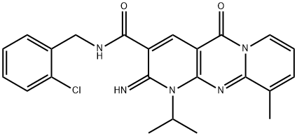 N-(2-chlorobenzyl)-2-imino-1-isopropyl-10-methyl-5-oxo-1,5-dihydro-2H-dipyrido[1,2-a:2,3-d]pyrimidine-3-carboxamide 结构式