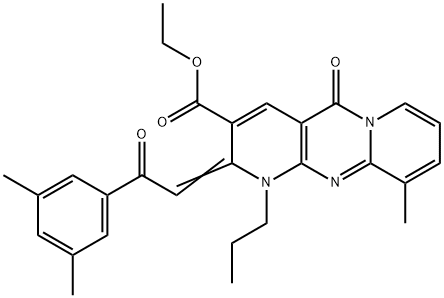 ethyl 2-[2-(3,5-dimethylphenyl)-2-oxoethylidene]-10-methyl-5-oxo-1-propyl-1,5-dihydro-2H-dipyrido[1,2-a:2,3-d]pyrimidine-3-carboxylate Struktur