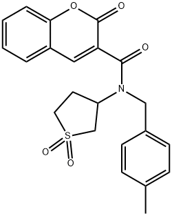 N-(1,1-dioxidotetrahydrothiophen-3-yl)-N-(4-methylbenzyl)-2-oxo-2H-chromene-3-carboxamide 结构式