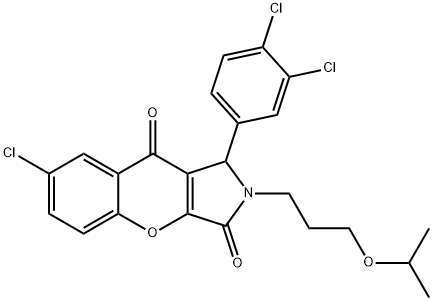 7-chloro-1-(3,4-dichlorophenyl)-2-[3-(propan-2-yloxy)propyl]-1,2-dihydrochromeno[2,3-c]pyrrole-3,9-dione Struktur