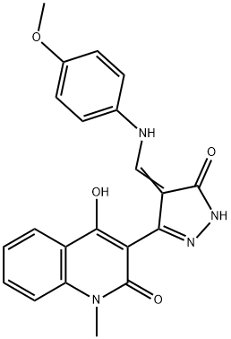 864869-70-5 (Z)-4-hydroxy-3-(4-(((4-methoxyphenyl)amino)methylene)-5-oxo-4,5-dihydro-1H-pyrazol-3-yl)-1-methylquinolin-2(1H)-one