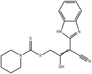 (Z)-3-(1H-benzo[d]imidazol-2-yl)-3-cyano-2-hydroxyallyl piperidine-1-carbodithioate Struktur