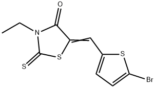 5-((5-bromothiophen-2-yl)methylene)-3-ethyl-2-thioxothiazolidin-4-one Structure