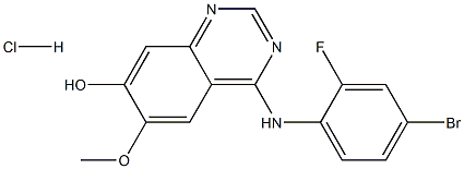 4-(4-溴-2-氟苯胺基)-7-羟基-6-甲氧基喹唑啉盐酸盐 结构式