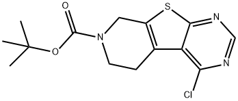 4-クロロ-5,6-ジヒドロピリド[4',3':4,5]チエノ[2,3-D]ピリミジン-7(8H)-カルボン酸TERT-ブチル 化学構造式