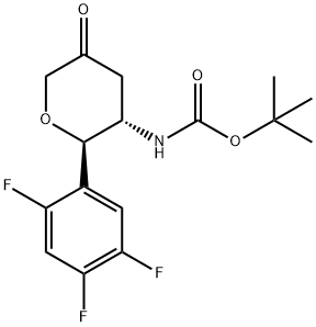 tert-butyl (2R,3S)-5-oxo-2-(2,4,5-trifluorophenyl)tetrahydro-2H-pyran-3-ylcarbamate Structure