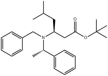 3-(S)-[Benzyl-(1-(S)-phenyl-ethyl)-amino]-5-methyl-hexanoic acid  tert-butyl ester 结构式
