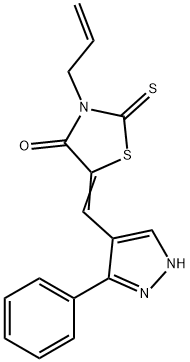 (5Z)-5-[(3-phenyl-1H-pyrazol-4-yl)methylidene]-3-(prop-2-en-1-yl)-2-thioxo-1,3-thiazolidin-4-one Structure