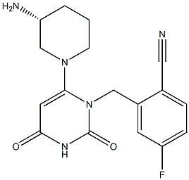 (R)-2-((6-(3-aminopiperidin-1-yl)-2,4-dioxo-3,4-dihydropyrimidin-1(2H)-yl)methyl)-4-fluorobenzonitrile Structure