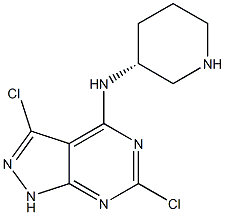 (R)-3,6-dichloro-N-(piperidin-3-yl)-1H-pyrazolo[3,4-d]pyrimidin-4-amine,,结构式