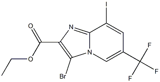 3-Bromo-8-iodo-6-trifluoromethyl-imidazo[1,2-a]pyridine-2-carboxylic acid ethyl ester 结构式