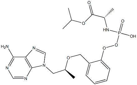 isopropyl ((R)-((((S)-1-(6-amino-9H-purin-9-yl)propan-2-yl)oxy)methyl)(phenoxy)phosphoryl)-L-alaninate 化学構造式