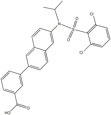 3-(6-(2,6-dichloro-N-isopropylphenylsulfonamido)naphthalen-2-yl)benzoic acid Struktur