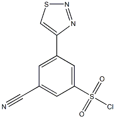 3-cyano-5-(1,2,3-thiadiazol-4-yl)benzene-1-sulfonyl chloride Struktur