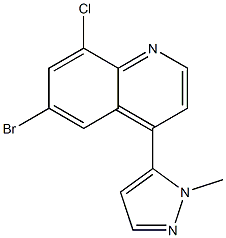 6-bromo-8-chloro-4-(1-methyl-1H-pyrazol-5-yl)quinoline Struktur
