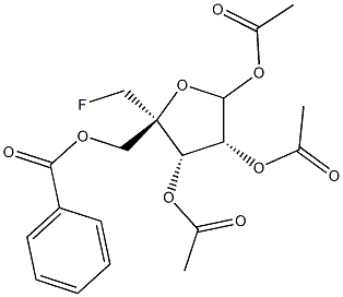 5-O-Benzoyl-1,2,3-tri-O-acetyl-4-C-fluoromethyl-D-ribofuranose Structure