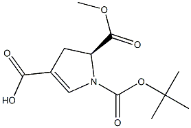 (S)-1-(tert-butoxycarbonyl)-5-(methoxycarbonyl)-4,5-dihydro-1H-pyrrole-3-carboxylic acid 化学構造式