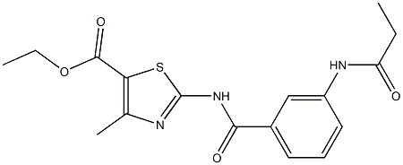 ethyl 4-methyl-2-(3-propionamidobenzamido)thiazole-5-carboxylate Struktur