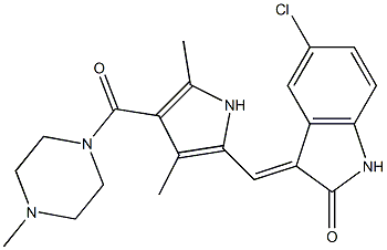 (E)-5-chloro-3-((3,5-dimethyl-4-(4-methylpiperazine-1-carbonyl)-1H-pyrrol-2-yl)methylene)indolin-2-one Structure