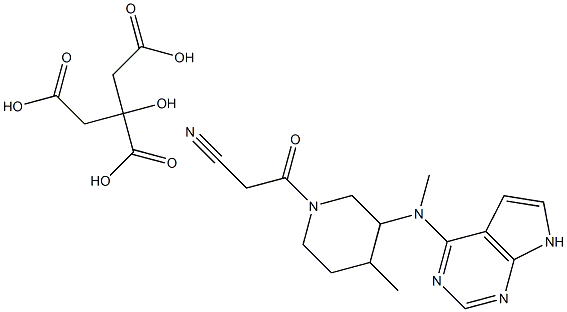 3-((3RS,4RS)-4-methyl-3-(methyl(7H-pyrrolo[2,3-d]pyrimidin-4-yl)amino) piperidin-1-yl)-3-oxopropanenitrile citric acid Structure