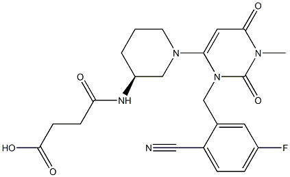  (S)-4-(1-(3-(2-氰基-5-氟苄基)-1-甲基-2,6-二氧杂-1,2,3,6-四氢嘧啶基-4-基)哌啶基-3-氨基)-4-氧杂丁酸