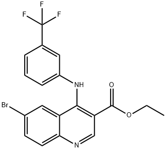 6-溴-4-((3-(三氟甲基)苯基)氨基)喹啉-3-羧酸乙酯, 449197-54-0, 结构式