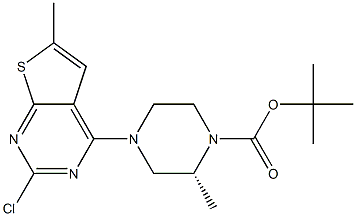 (R)-tert-butyl 4-(2-chloro-6-methylthieno[2,3-d]pyrimidin-4-yl)-2-methylpiperazine-1-carboxylate Structure