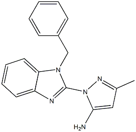 1-(1-benzyl-1H-benzo[d]imidazol-2-yl)-3-methyl-1H-pyrazol-5-amine 化学構造式