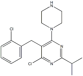 4-chloro-5-(2-chlorobenzyl)-2-isopropyl-6-(piperazin-1-yl)pyrimidine Structure