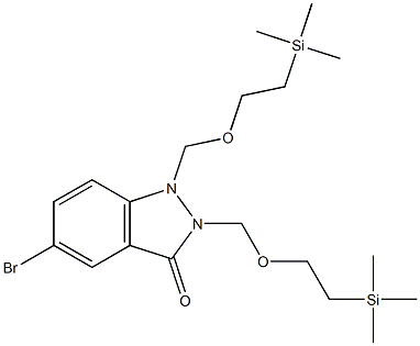 5-bromo-1,2-bis((2-(trimethylsilyl)ethoxy)methyl)-1H-indazol-3(2H)-one Struktur