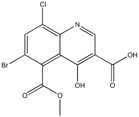 6-bromo-8-chloro-4-hydroxy-5-(methoxycarbonyl)quinoline-3-carboxylic acid Structure