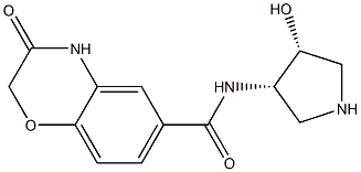 N-((3S,4R)-4-hydroxypyrrolidin-3-yl)-3-oxo-3,4-dihydro-2H-benzo[b][1,4]oxazine-6-carboxamide Struktur