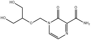 3,4-Dihydro-4-[[2-hydroxy-1-(hydroxymethyl)ethoxy] methyl]-3-oxo-2-pyrazinecarboxamide Struktur