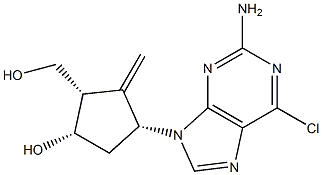 (1S,2S,4R)-4-(2-amino-6-chloro-9H-purin-9-yl)-2-(hydroxymethyl)-3-methylenecyclopentan-1-ol Structure