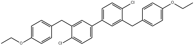 4,4'-dichloro-3,3'-bis(4-ethoxybenzyl)-1,1'-biphenyl Struktur